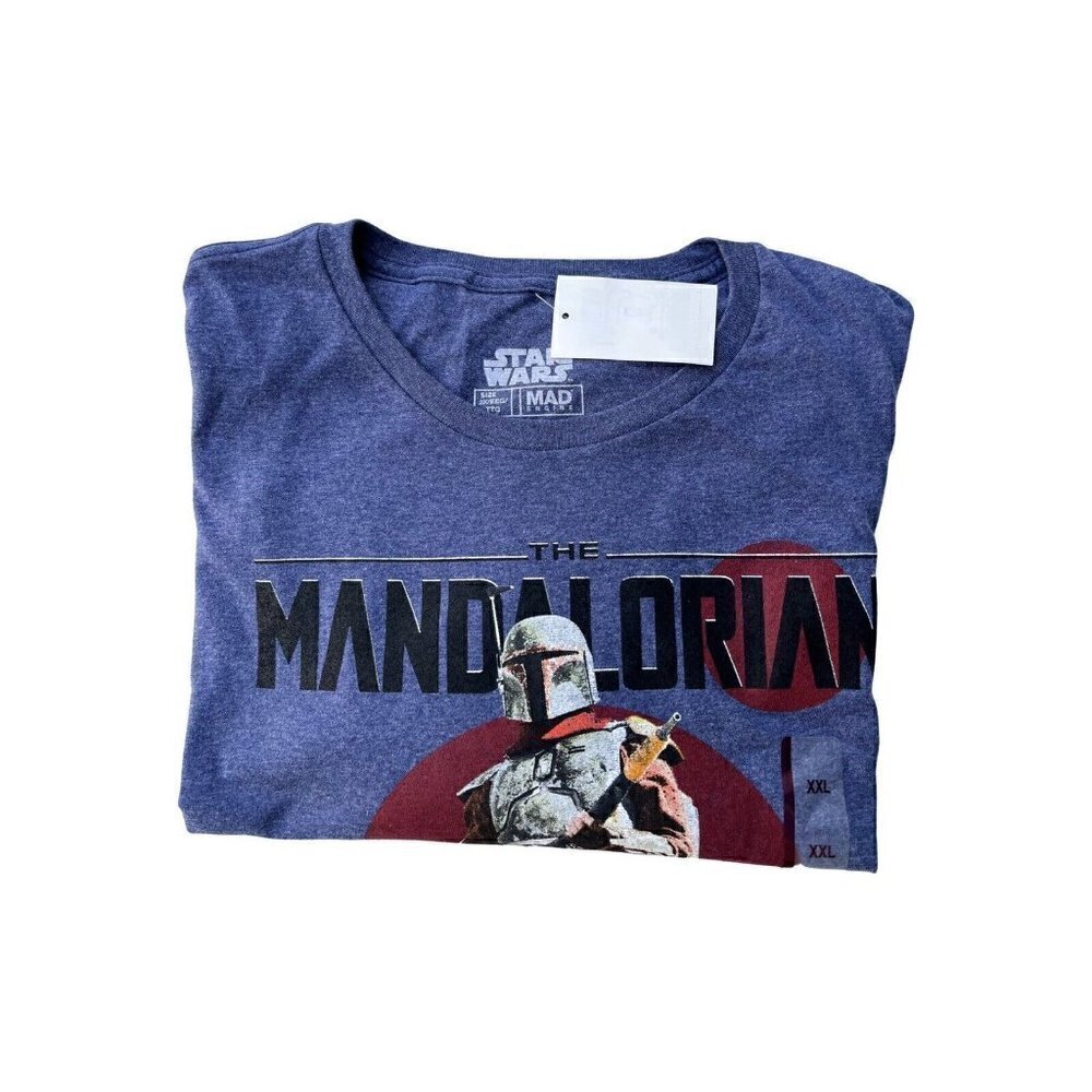 Star Wars The Mandalorian Mens T Shirt Size XL Blue Mad Engine Boba Fett - Picture 6 of 14